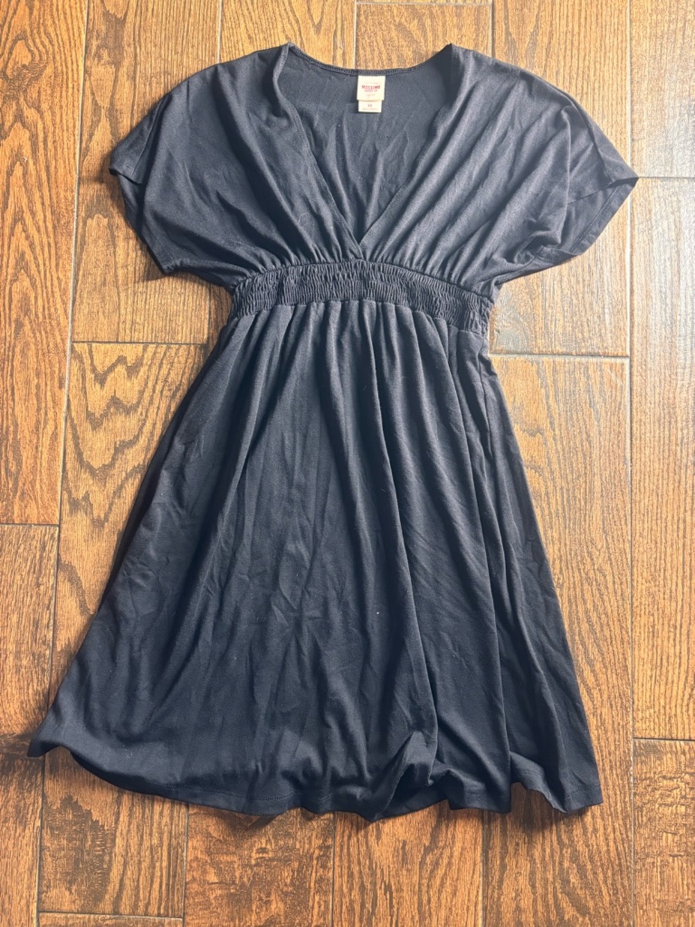 Mossimo Supply Co. Navy V-Neck Smocked Waist Mini Dress